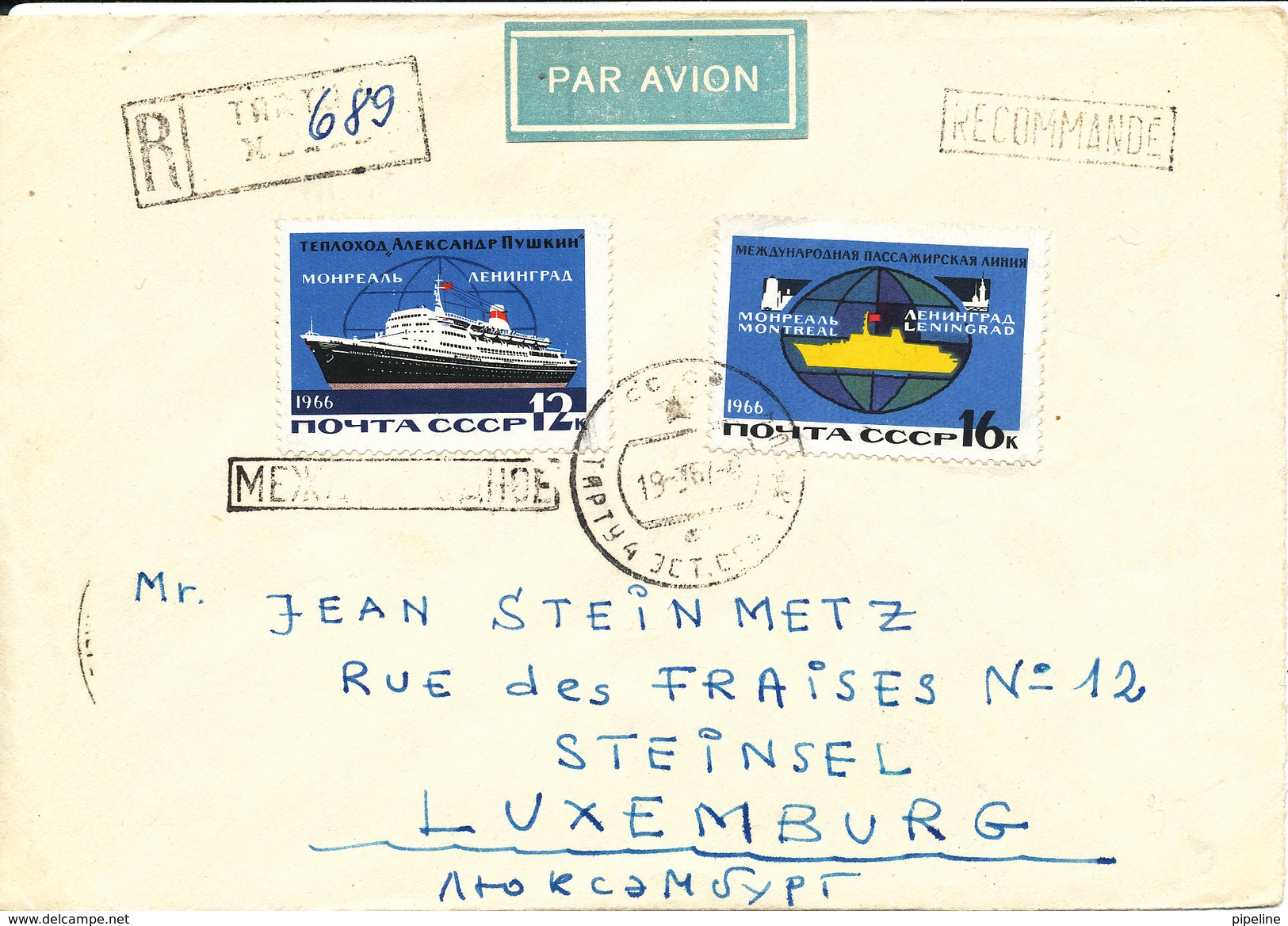 Russia USSR Registered Cover Sent Air Mail To Luxemburg Good Stamped TRANSPORT Stamps - Brieven En Documenten