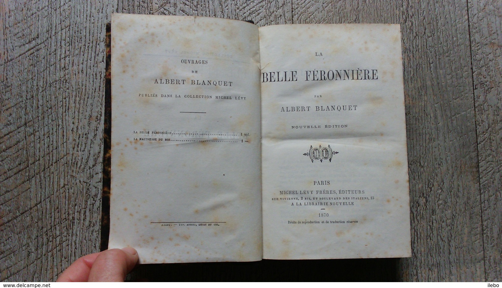 La Belle Féronnière De Albert Blanquet 1870 Michel Lévy - 1801-1900