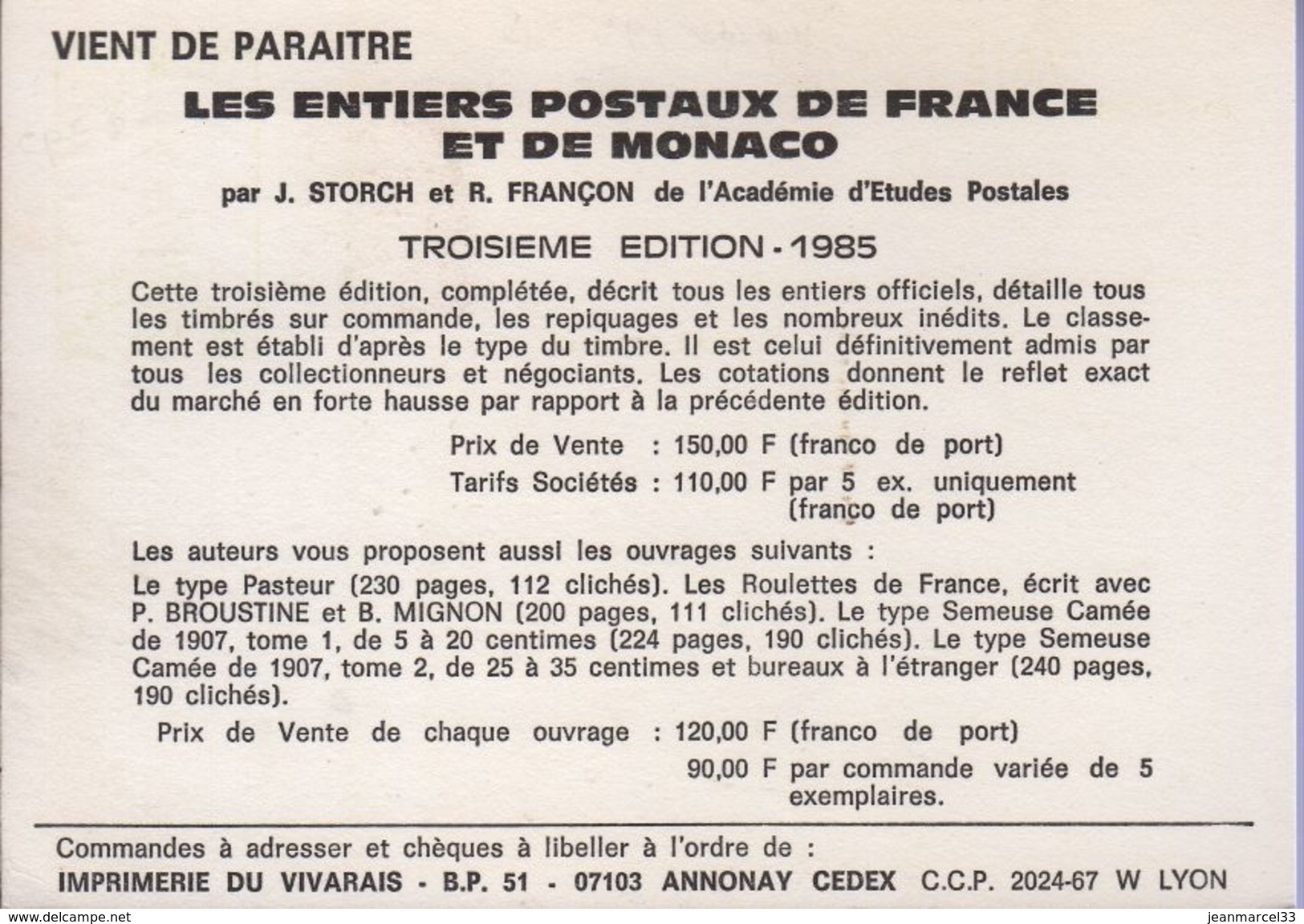 Carte Postale Entier 1,60 Tour Eiffel Repiquée Jean Storch Recto Verso Oblitération Mécanique - Cartes Postales Repiquages (avant 1995)