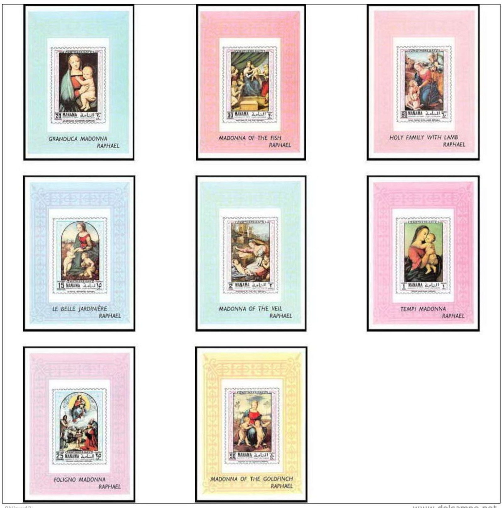 MANAMA  MNH  RAPHAEL  Paintings Imperforated De Luxe - Madonnen