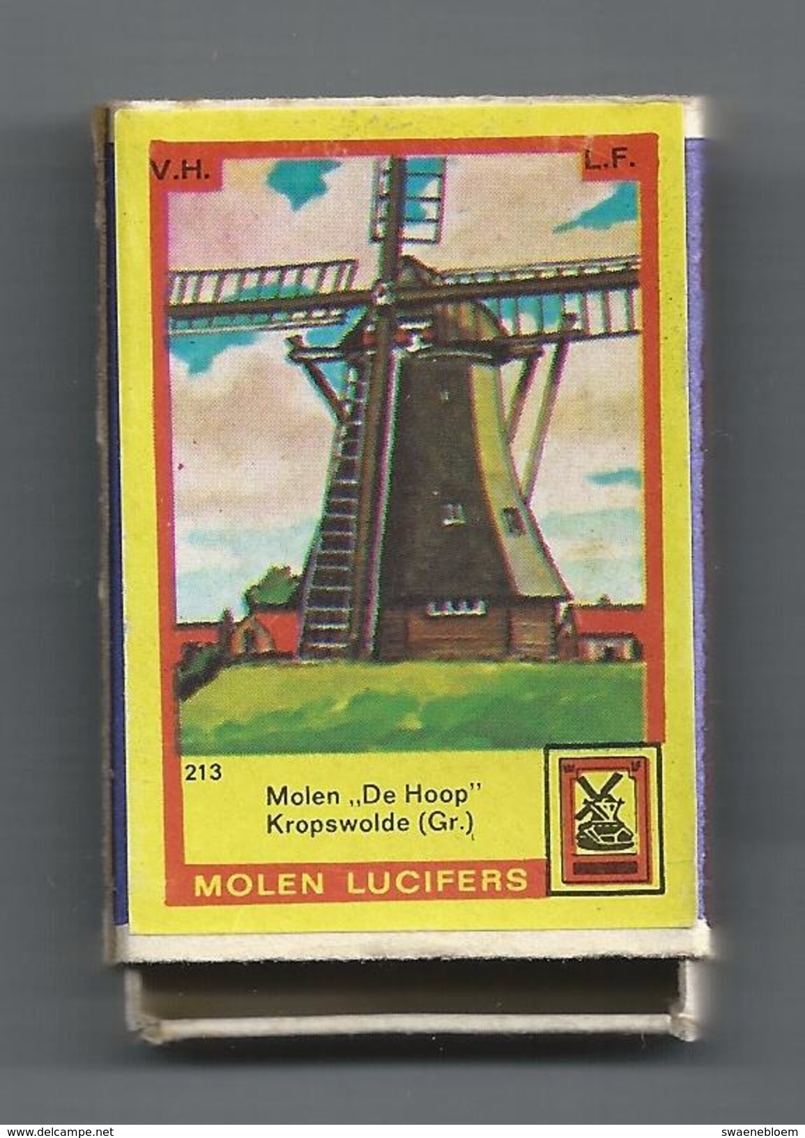 NL.- Kropswolde. Groningen. Molen Lucifers  213 - Molen - De Hoop - Luciferdoosje - Matchbox. 2 Scans - Scatole Di Fiammiferi