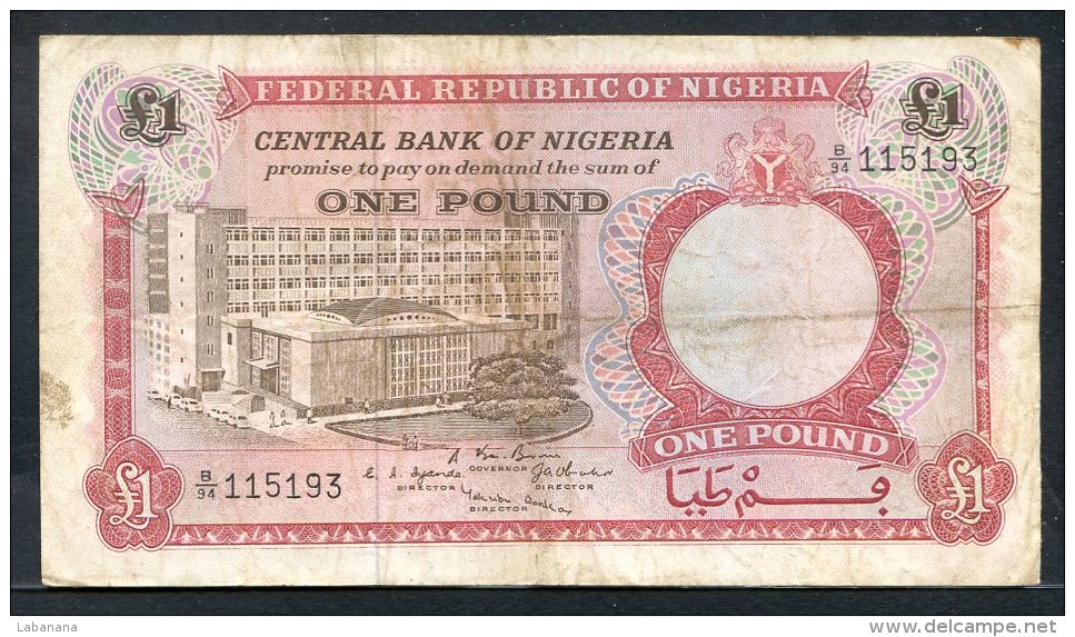 432-Nigeria Billet De 1 Pound 1967 B94 - Nigeria