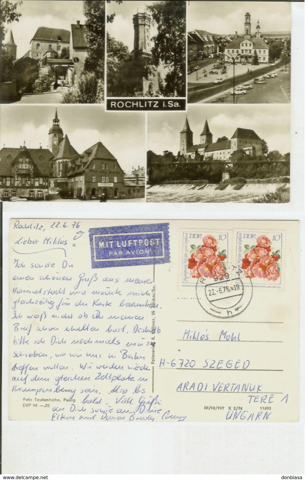 Rochlitz I. Sa. Postcard B/w Cm 10,5x15 Travelled 1976 - Rochlitz