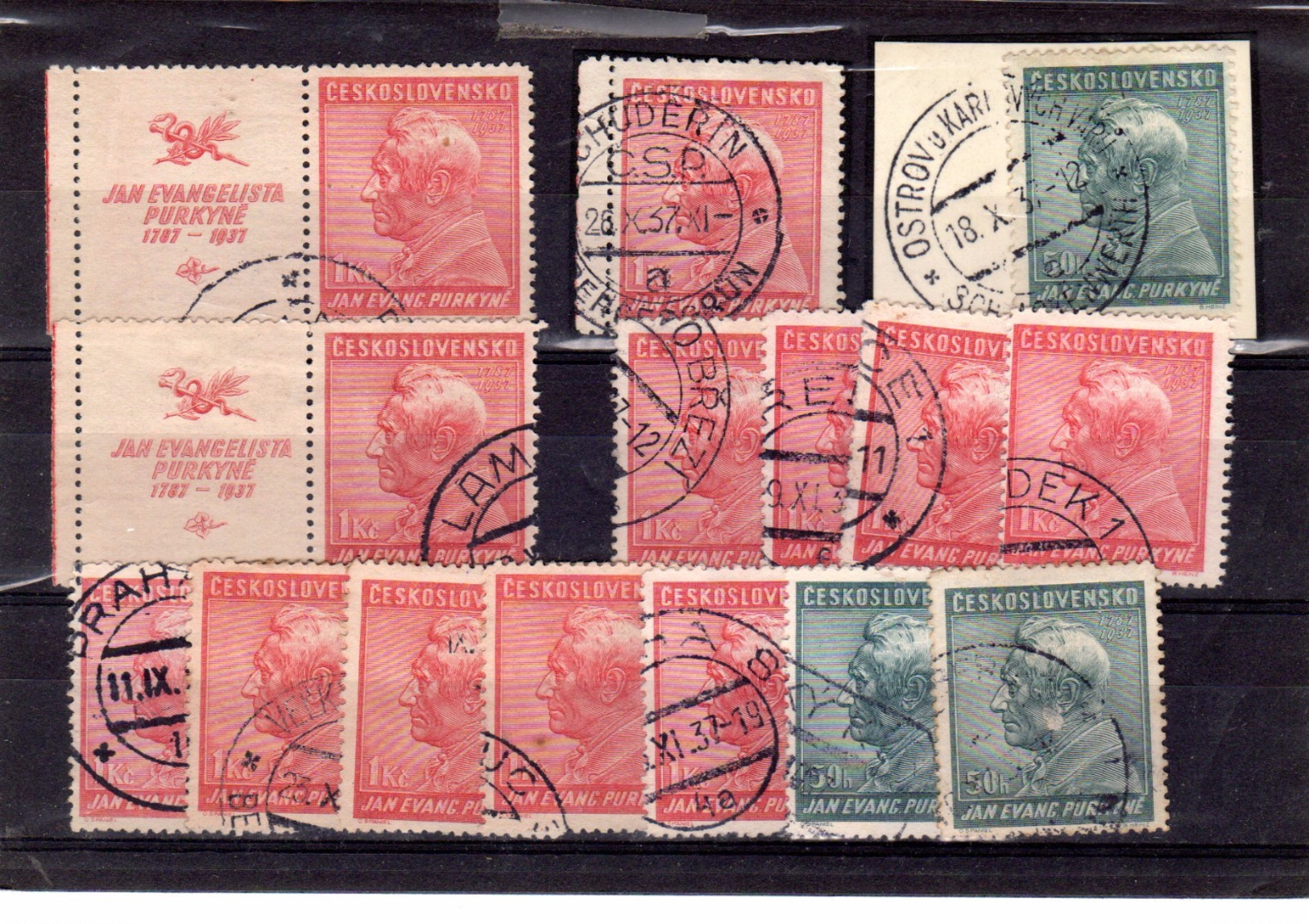 1937 Purkyne  Lot  Y 329 -330  Mi 377 - 378  TB  ( 15 P /2 Vignette) - Gebraucht