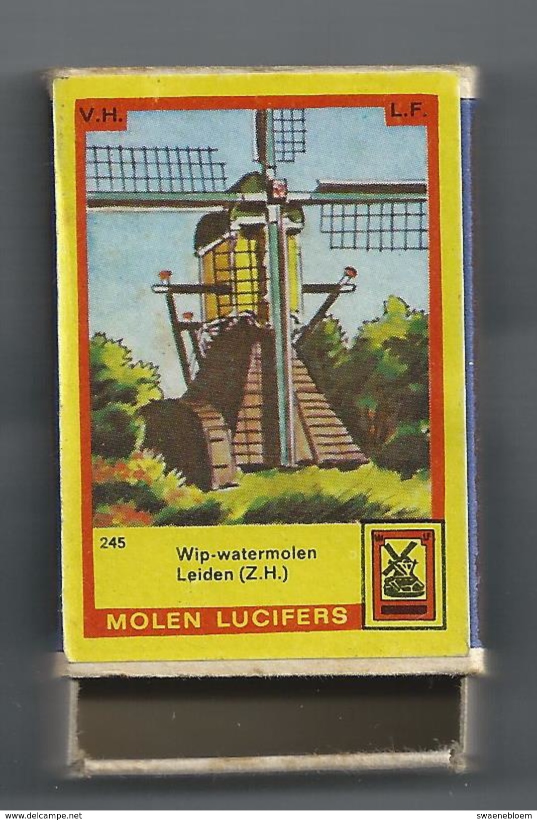 NL.- Leiden. Molen Lucifers  245 - Wip-Watermolen - Luciferdoosje - Matchbox. 2 Scans - Matchboxes