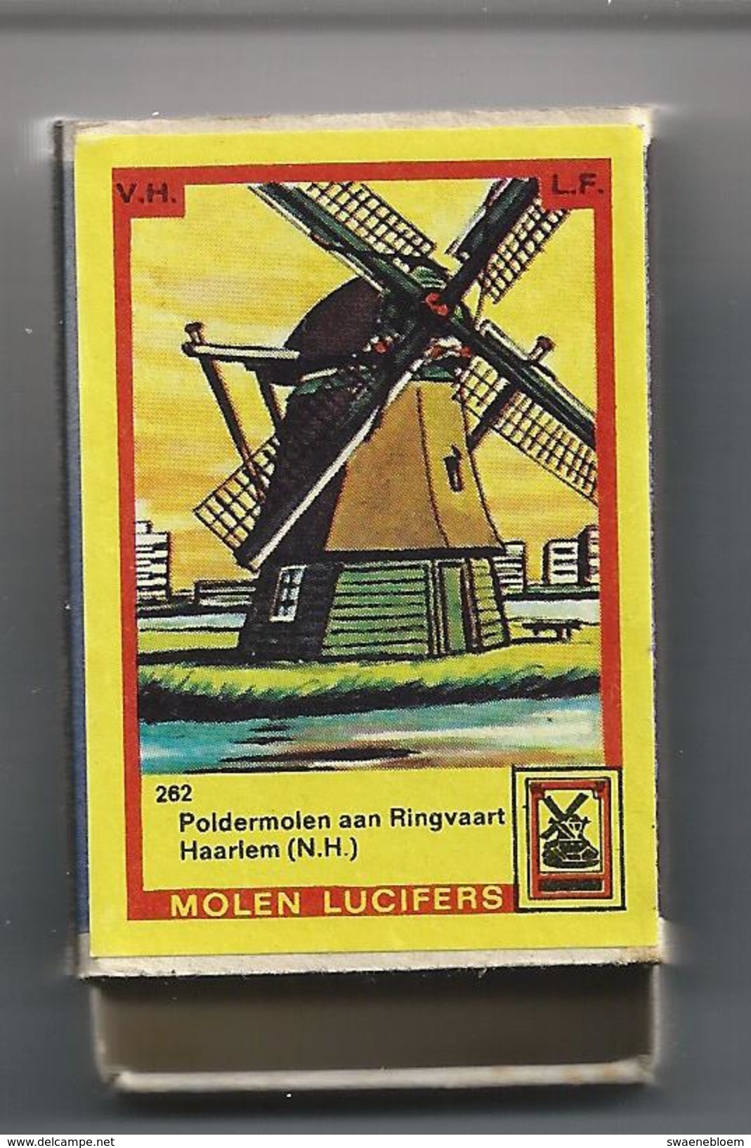 NL.- Haarlem. Molen Lucifers  262 - Poldermolen Aan De Ringvaart - Luciferdoosje - Matchbox. 2 Scans - Luciferdozen