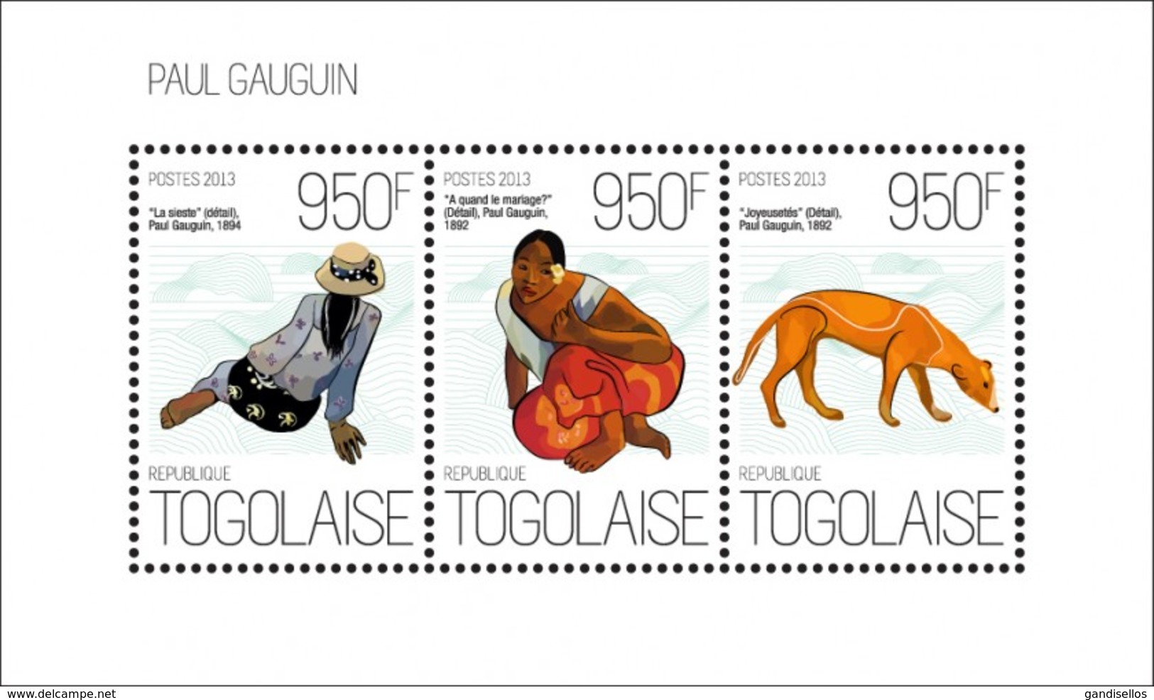 TOGO 2013 SHEET PAUL GAUGUIN ART PAINTINGS ARTE PINTURAS Tg13619a - Togo (1960-...)