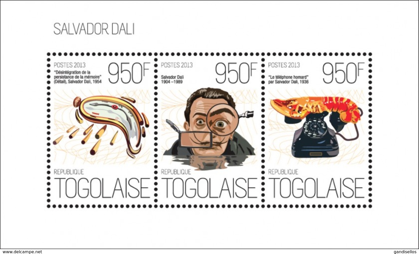 TOGO 2013 SHEET SALVADOR DALI ART PAINTINGS ARTE PINTURAS Tg13621a - Togo (1960-...)