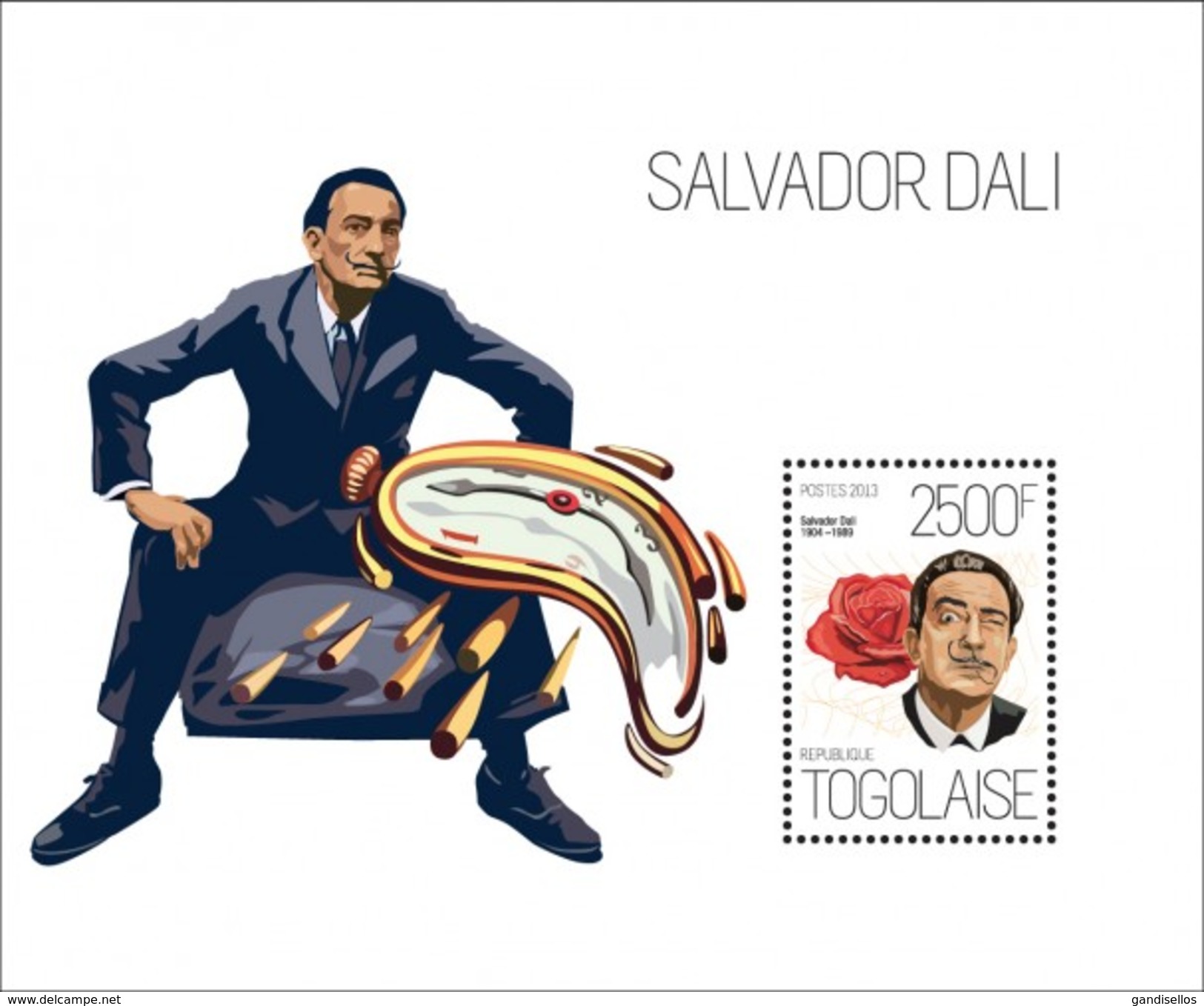 TOGO 2013 SHEET SALVADOR DALI ART PAINTINGS ARTE PINTURAS Tg13621b - Togo (1960-...)