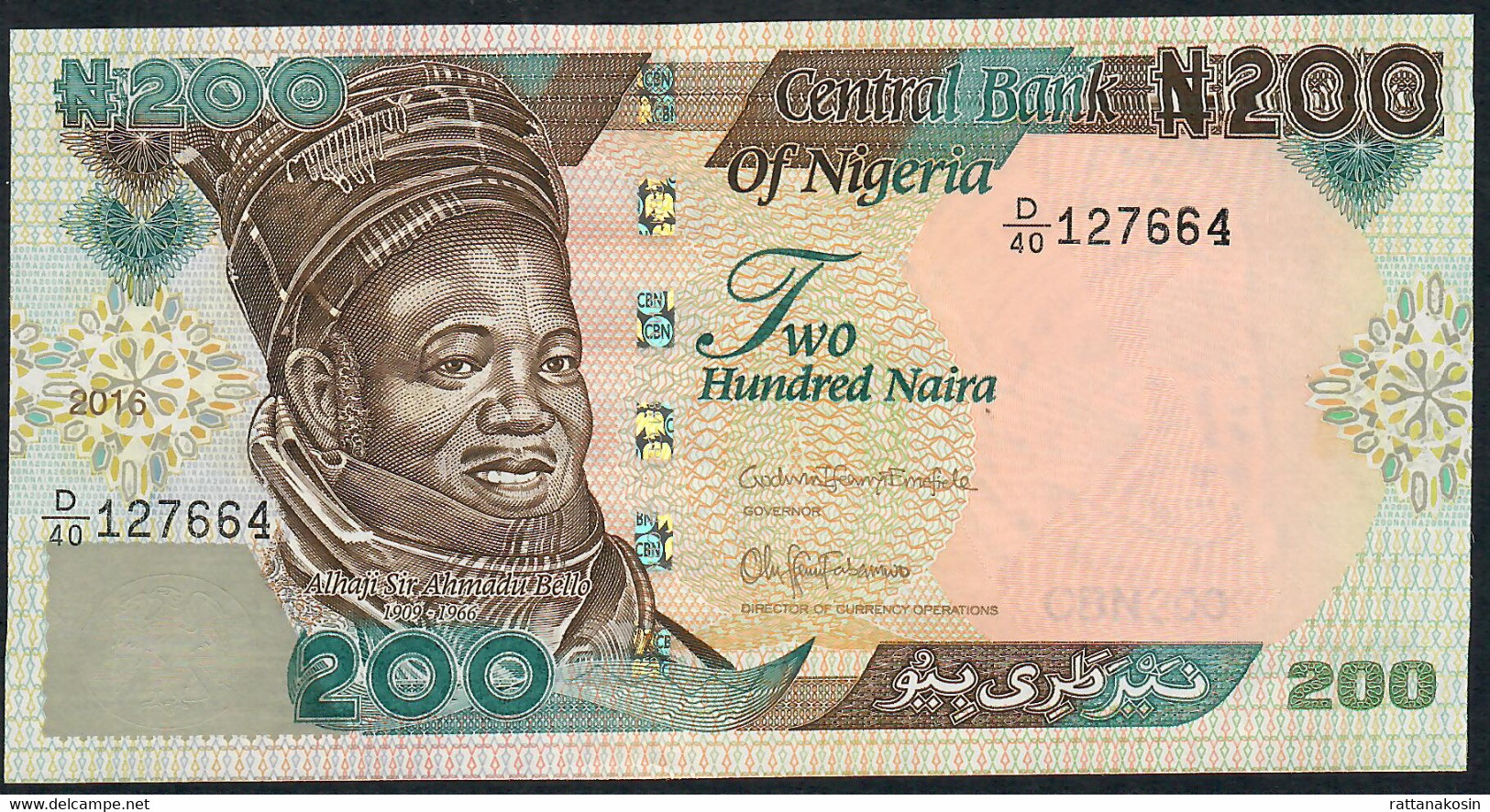 NIGERIA P29v 200 NAIRA 2016 # D/40 Signature 21 UNC. - Nigeria