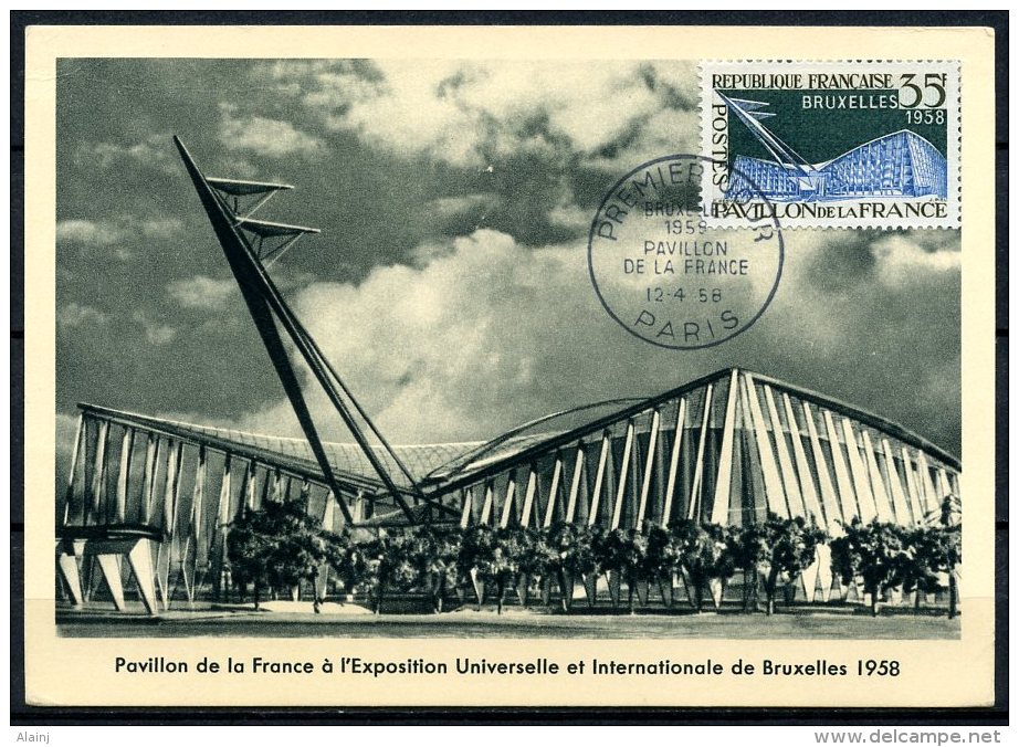 France   Y&amp;T 1156  Carte Maximum / CM  ---  EXPO 58  --  Obl. Spéciale 1er Jour Paris - 1958 – Bruxelles (Belgique)