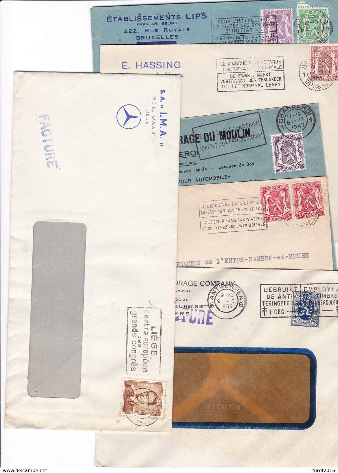 6 Enveloppes Au TARIF FACTURE - 1935-1949 Piccolo Sigillo Dello Stato
