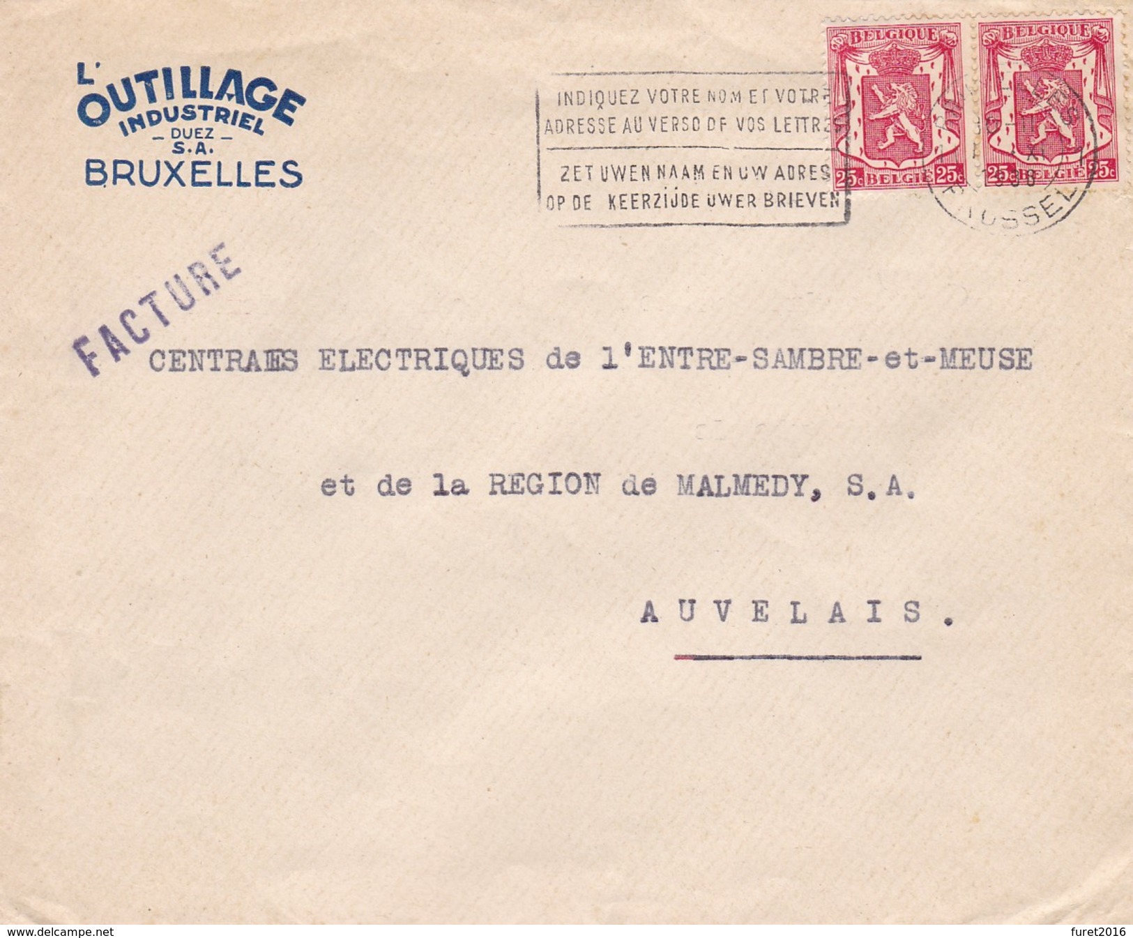 6 Enveloppes Au TARIF FACTURE - 1935-1949 Piccolo Sigillo Dello Stato