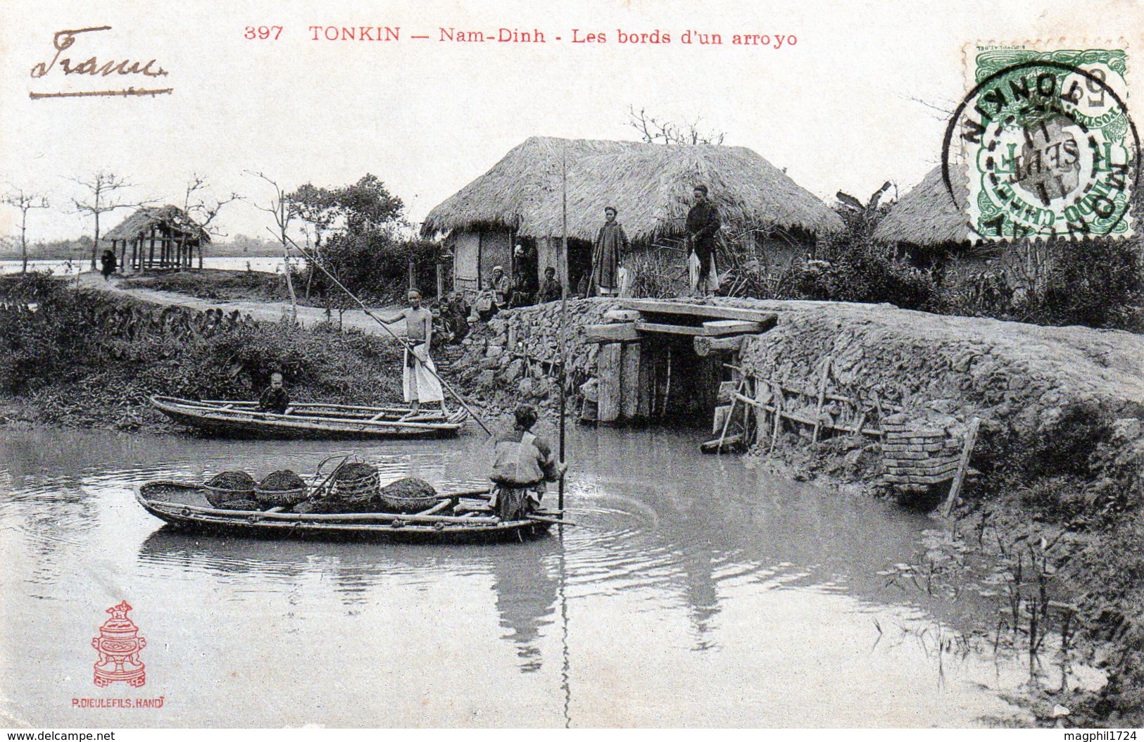 Cpa Tonkin - Nam - Dinh - Les Bords D Un Arroyo - Viêt-Nam