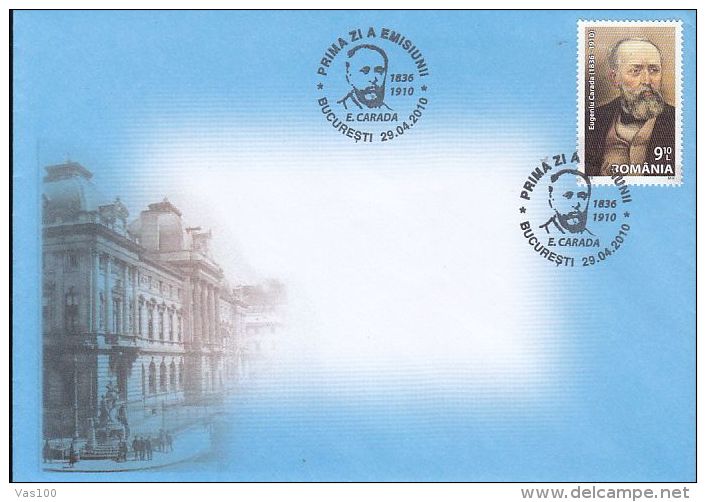 ROMANIAN NATIONAL BANK ANNIVERSARY, EUGENIU CARADA, COVER FDC, 2010, ROMANIA - FDC