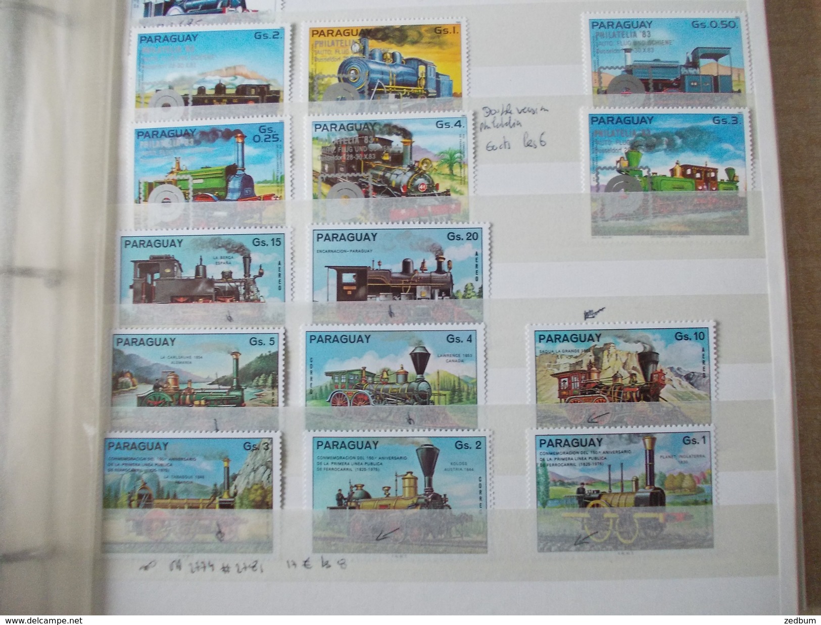 ALBUM 8 collection de timbres avec pour thème le chemin de fer train de tout pays valeur 247.50 &euro;