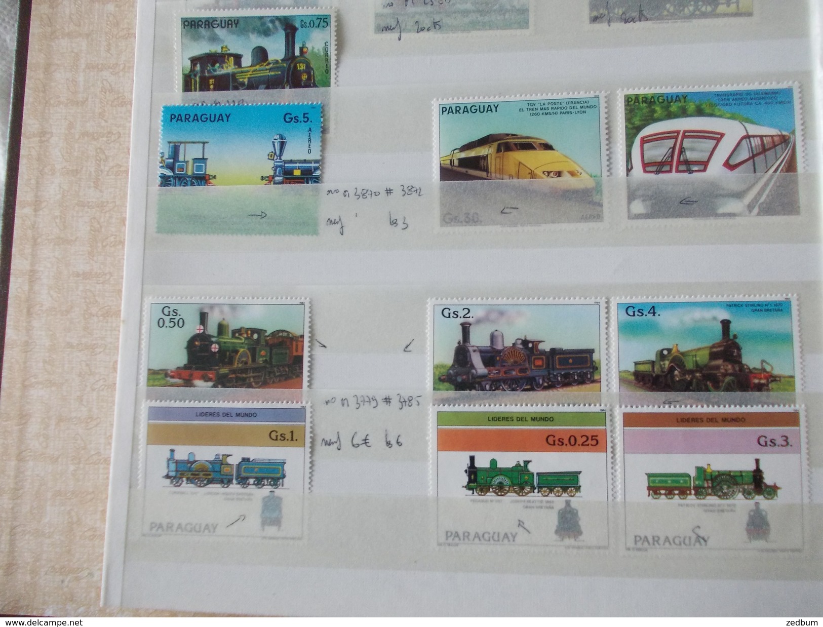 ALBUM 8 collection de timbres avec pour thème le chemin de fer train de tout pays valeur 247.50 &euro;