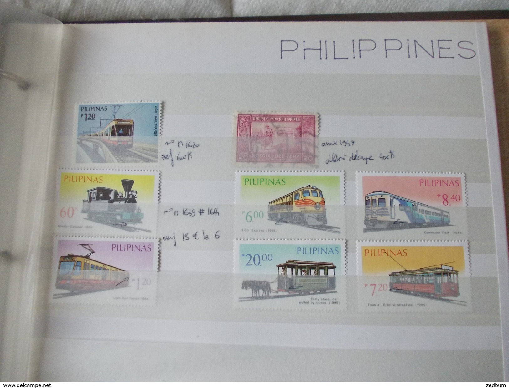 ALBUM 8 collection de timbres avec pour thème le chemin de fer train de tout pays valeur 247.50 &euro;