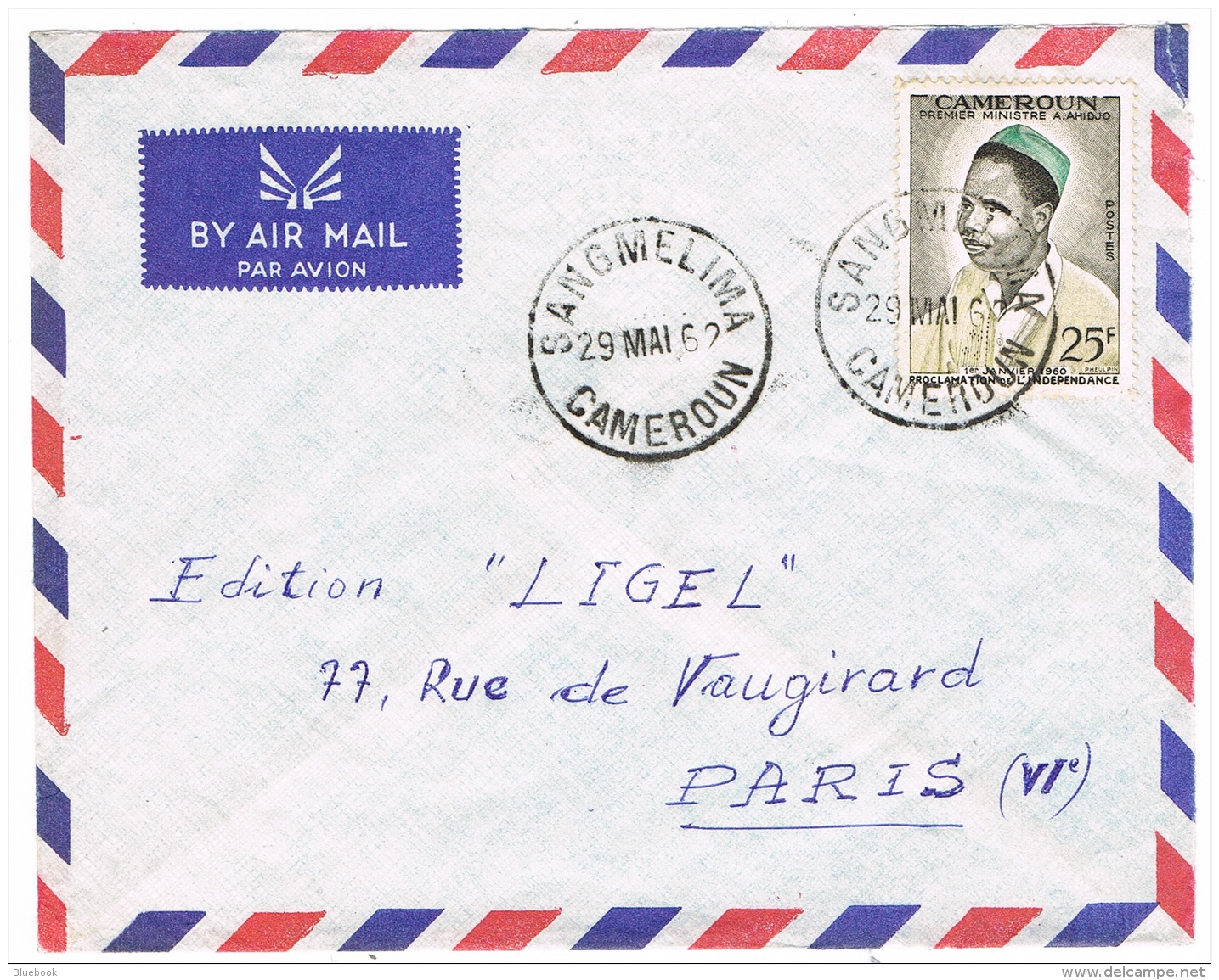 RB 1154 - 1962 Airmail Cover Sangmelima Cameroun 25f Single Franking To Paris - Kameroen (1960-...)