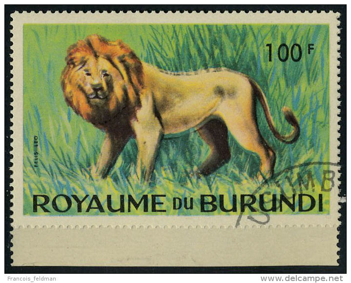 Oblit&eacute;r&eacute; N&deg; 94, 100f Lion Double Impression Du Centre, Bdf, T.B. - Autres & Non Classés