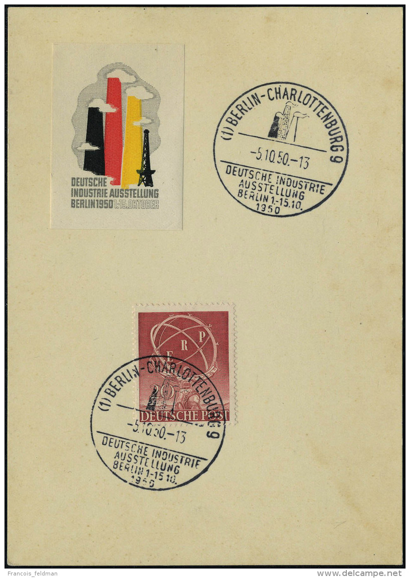 Lettre N&deg; 57, Sur Bristol C&agrave;d Illustr&eacute; Deutsche Industrie Austellung Berlin 5.10.50 + Vignette... - Autres & Non Classés