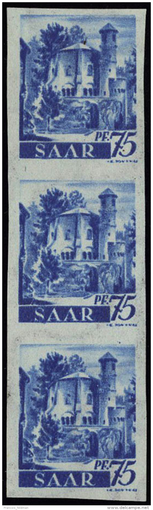 Neuf Sans Charni&egrave;re N&deg; 212, 75pf Bleu, Bande Verticale De 3ex ND, Filigrane W2 1x. Michel N&deg; 222... - Autres & Non Classés