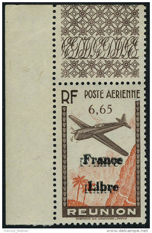 Neuf Sans Charni&egrave;re N&deg; 25a, 6f65 Surcharge France Libre Double, Cdf, T.B. Sign&eacute; Calves, Maury - Autres & Non Classés