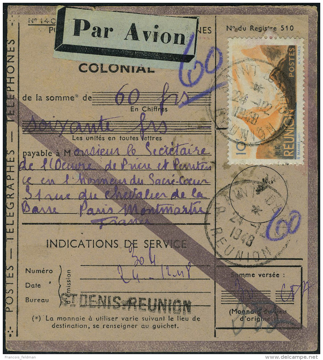 Lettre N&deg; 277, Sur Mandat Colonial Sans Le Talon, C&agrave;d  Saint Denis 24.12.1948 Pour Paris,... - Autres & Non Classés