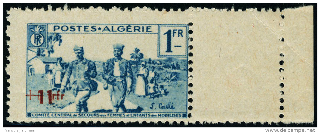 Neuf Sans Charni&egrave;re N&deg; 159a. 1f + 1f Bleu, Double Surcharge, Bdf, T.B. Cote Maury. - Autres & Non Classés