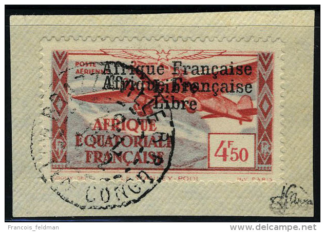 Fragment N&deg; 17a, 4f50 Afrique Fran&ccedil;aise Libre Double Surcharge, Obl Sur Petit Frgt  T.B. Sign&eacute; JF... - Other & Unclassified