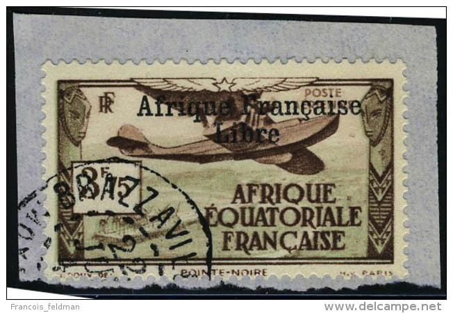 Fragment N&deg; 16, 3f75 Afrique Fran&ccedil;aise Libre Obl Sur Petit Frgt  T.B. Sign&eacute; JF Brun - Autres & Non Classés