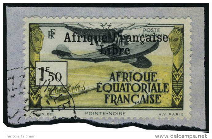 Fragment N&deg; 14, 1f50 Afrique Fran&ccedil;aise Libre Obl Sur Petit Frgt  T.B. Sign&eacute; JF Brun - Autres & Non Classés