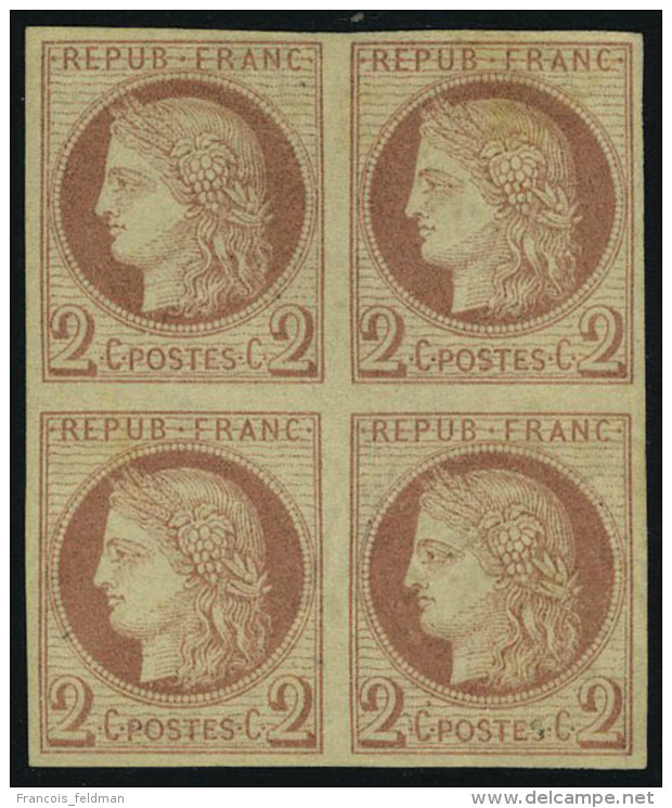 Neuf Avec Charni&egrave;re N&deg; 15, 2c Rouge Brun, Bloc De 4 T.B. Sign&eacute; Brun - Altri & Non Classificati