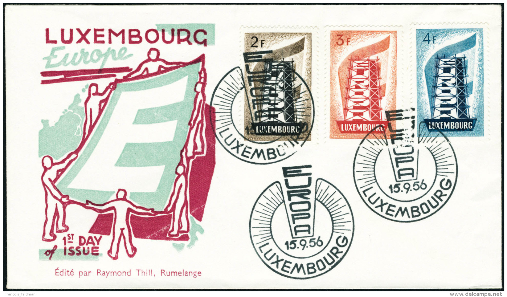 Lettre 1956 Ann&eacute;e Compl&egrave;te Oblit&eacute;r&eacute;e 1er Jour S/enveloppes Illustr&eacute;es. T.B. - Autres & Non Classés