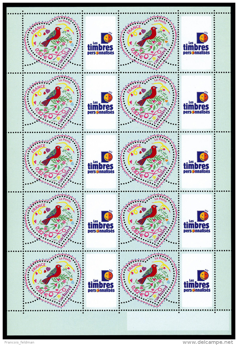 Neuf Sans Charni&egrave;re N&deg; 3747A/3748A, Les 2 Valeurs St Valentin Feuille De 10ex Avec Logo,T.B. - Autres & Non Classés