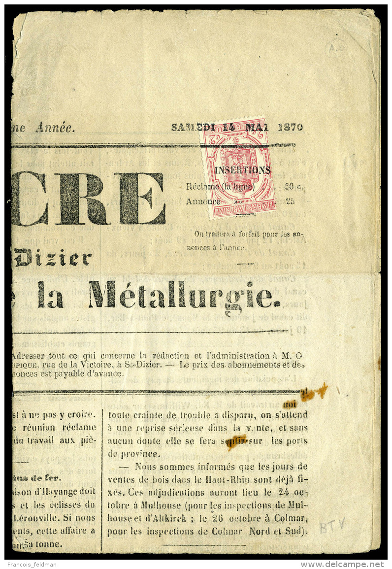 Lettre N&deg; 9, 2c Rose Obl Typo Sur Journ&eacute;l LAncre De St Dizier, T.B. - Autres & Non Classés