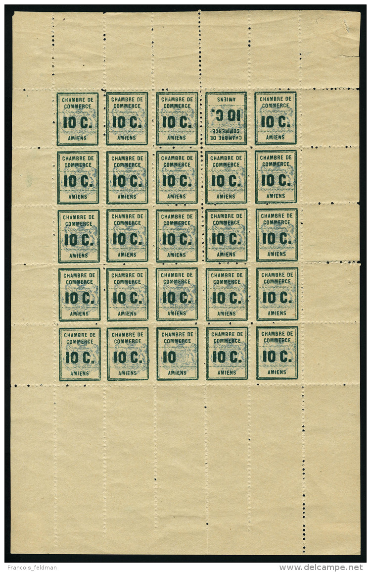 Neuf Sans Charni&egrave;re N&deg; 1, 10c Gr&egrave;ve D'Amiens, Feuille Compl&egrave;te De 25 Avec Les... - Autres & Non Classés