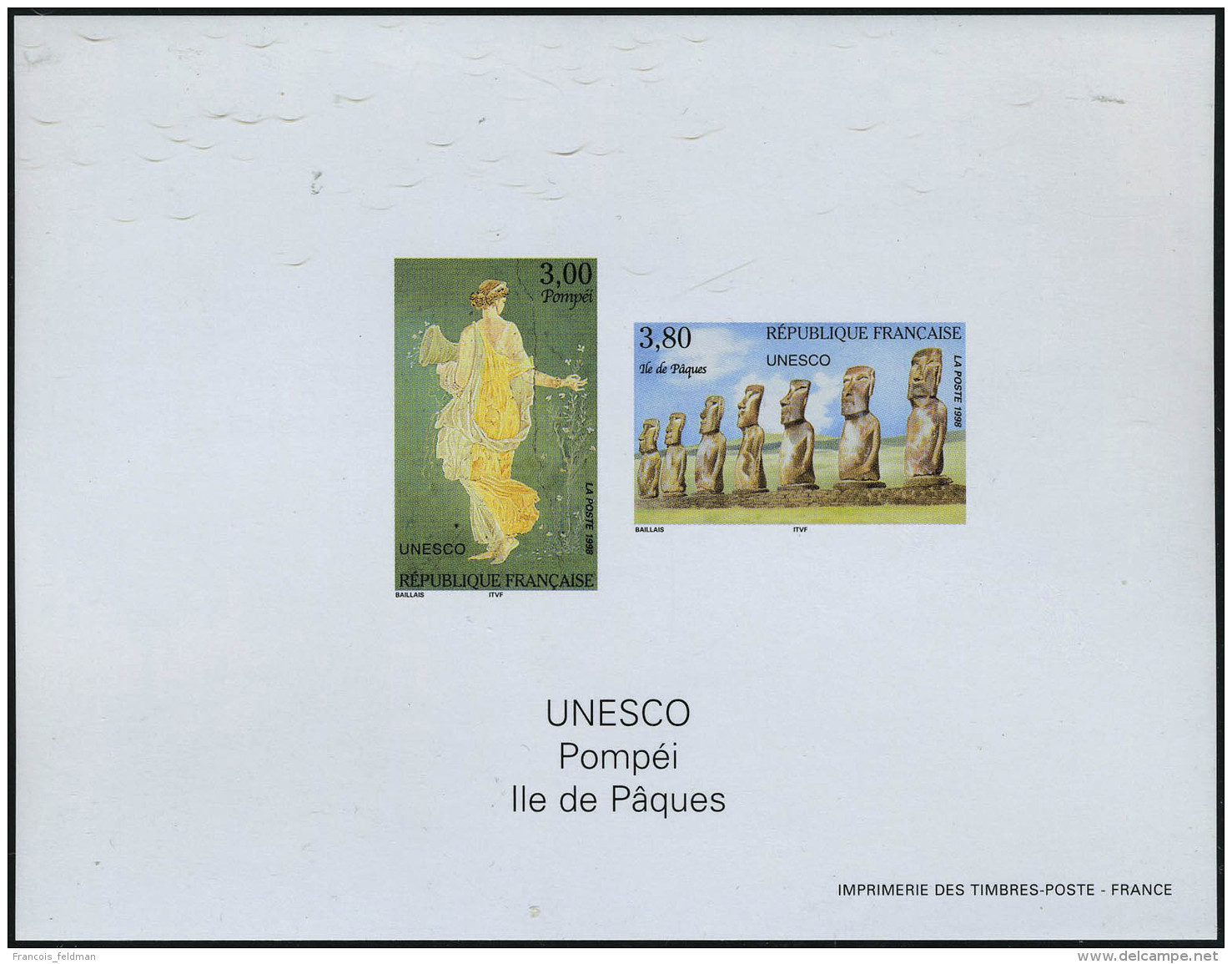 Neuf Sans Charni&egrave;re N&deg; 118/19, UNESCO POMPEI Ile De Paques, Bloc Gomme ND Collectif, T.B. - Autres & Non Classés