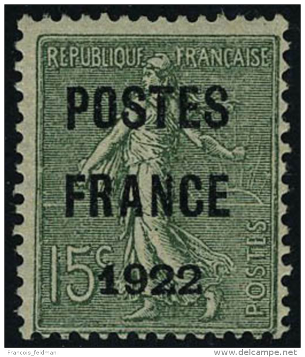 Neuf Avec Charni&egrave;re N&deg; 37, 15c Postes France 1922 T.B. Rare Sign&eacute; Brun - Autres & Non Classés