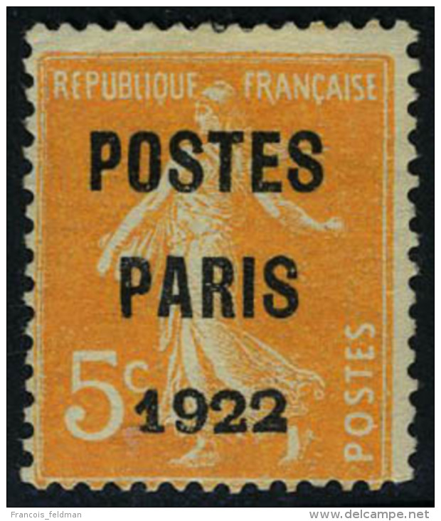 Neuf Avec Charni&egrave;re N&deg; 30, 5c Orange Postes Paris 1922 T.B. - Autres & Non Classés