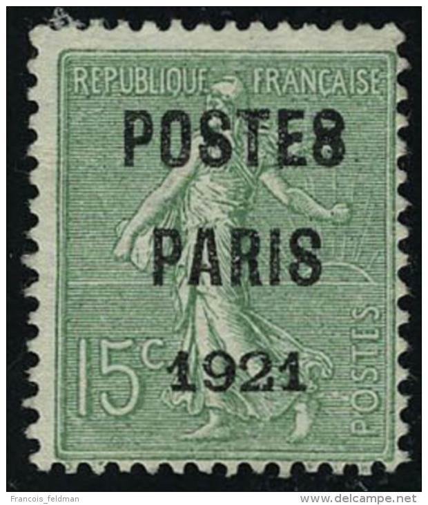 Neuf Sans Gomme N&deg; 29, 15c Paris 1921, S De Paris En Forme De 8 T.B. Rare, Maury 29c - Autres & Non Classés
