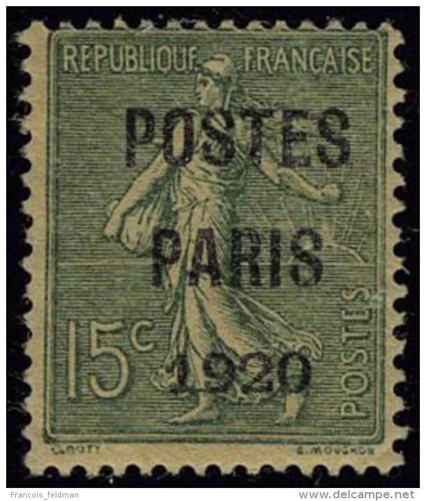 Neuf Avec Charni&egrave;re N&deg; 25, 15c Postes Paris 1920, Papier GC, T.B. Sign&eacute; JF Brun, Maury - Autres & Non Classés