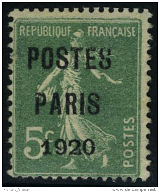 Neuf Sans Gomme N&deg; 24, 5c Vert Postes Paris 1920 T.B. Sign&eacute; Brun - Autres & Non Classés