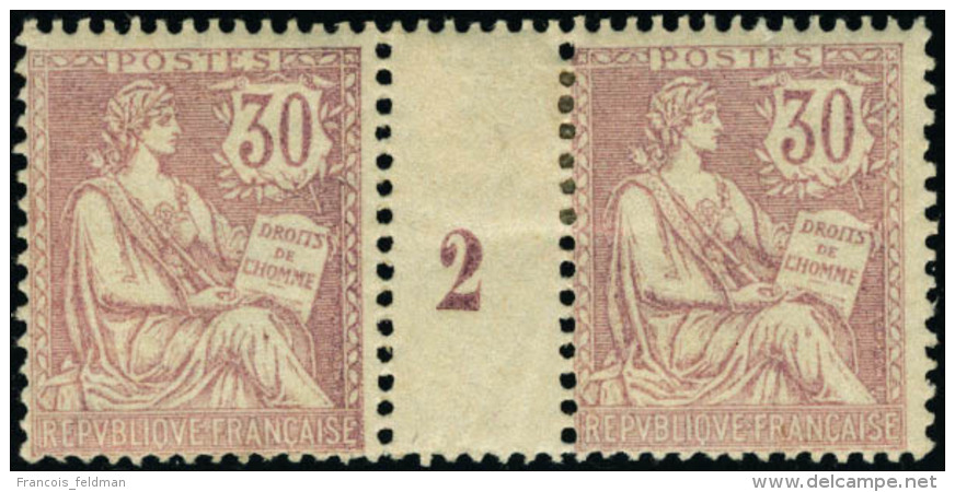 Neuf Avec Charni&egrave;re N&deg; 128. 30c Violet, Paire Horizontale Avec Mill&eacute;sime 2, Dont 1 Ex Neuf **.... - Autres & Non Classés