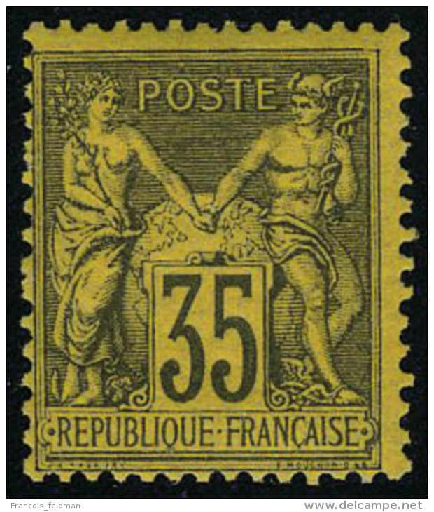 Neuf Sans Charni&egrave;re N&deg; 93, 35c Violet Noir Sur Jaune T.B. Sign&eacute; - Autres & Non Classés