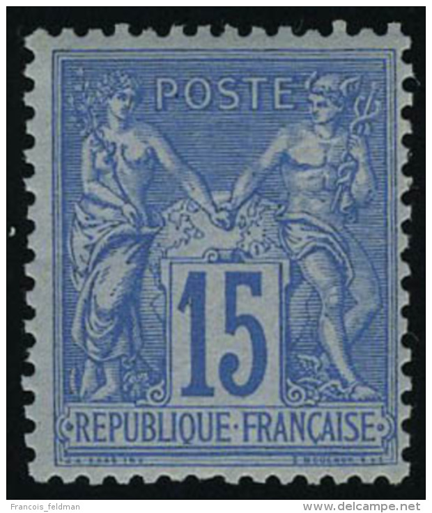 Neuf Sans Charni&egrave;re N&deg; 90a, 15c Bleu Sur Bleu T.B. - Autres & Non Classés