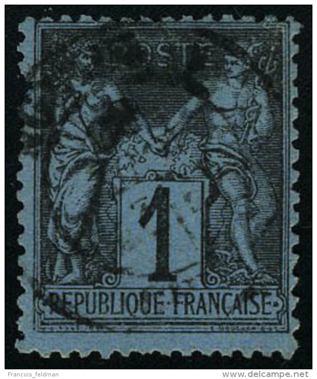 Oblit&eacute;r&eacute; N&deg; 84, 1c Noir Sur Bleu De Prusse, Pd, Mais Excellente Pr&eacute;sentation, Couleur Et... - Autres & Non Classés