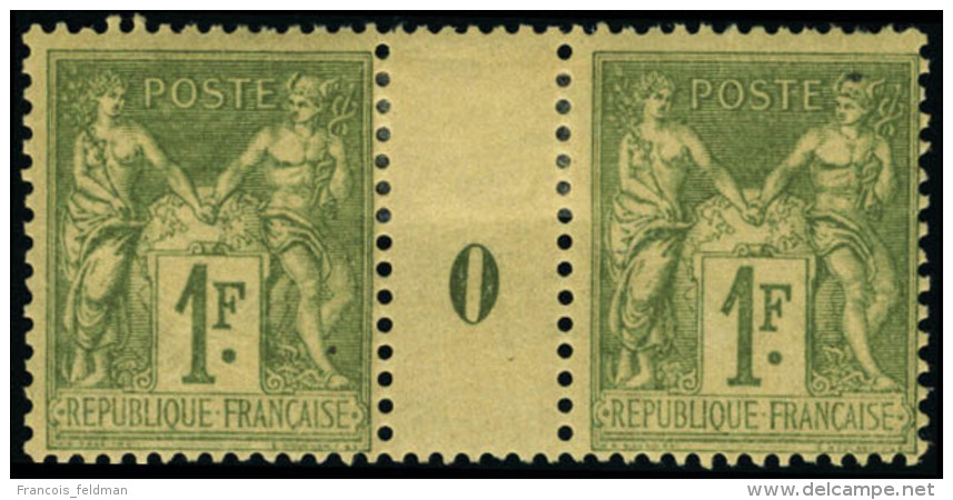 Neuf Avec Charni&egrave;re N&deg; 82.1f Olive Clair, Paire Horizontale Avec Mill&eacute;sime 0, Charni&egrave;re... - Autres & Non Classés