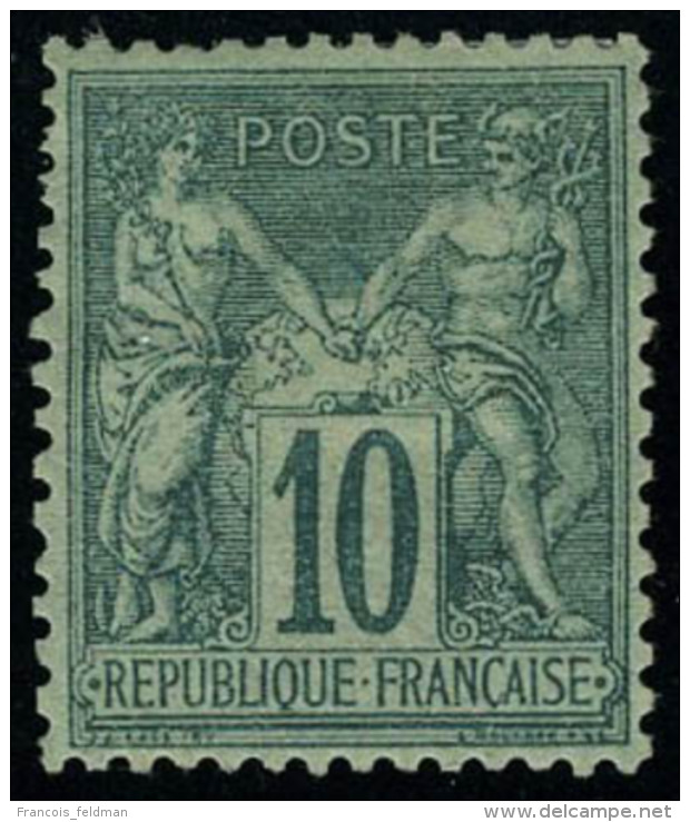 Neuf Avec Charni&egrave;re N&deg; 76, 10c Vert Excellent Centrage, T.B. Sign&eacute; - Autres & Non Classés