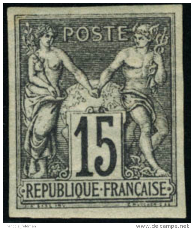 Neuf Avec Charni&egrave;re N&deg; 66a. 15c Gris, Type I, Non Dentel&eacute;, T.B. Sign&eacute; A. Brun. - Altri & Non Classificati